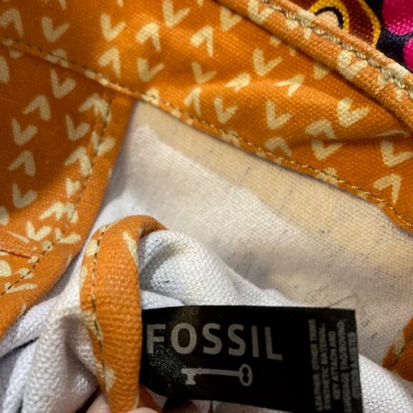 Fossil VTG. Key-Per Coated Tote Purse Beach Bag Multi-Colorful - Picture 9 of 10